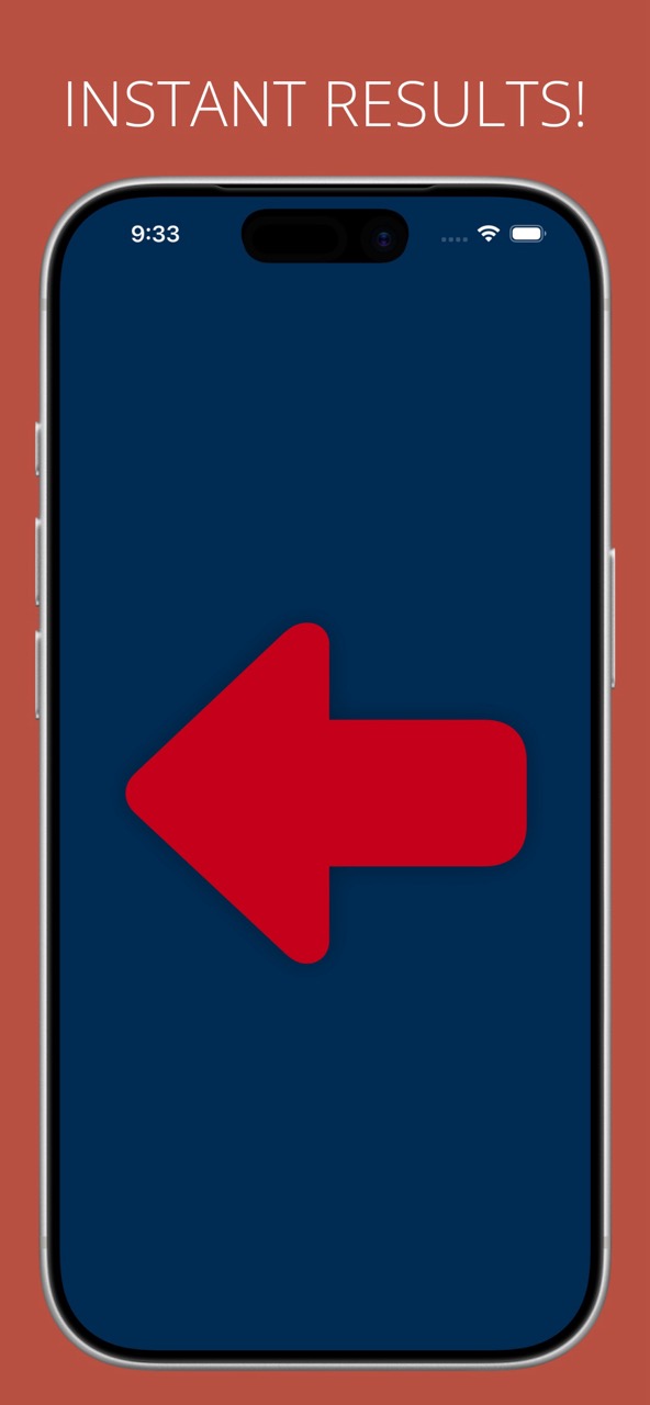 Randomizer showing an instant left arrow result on iPhone